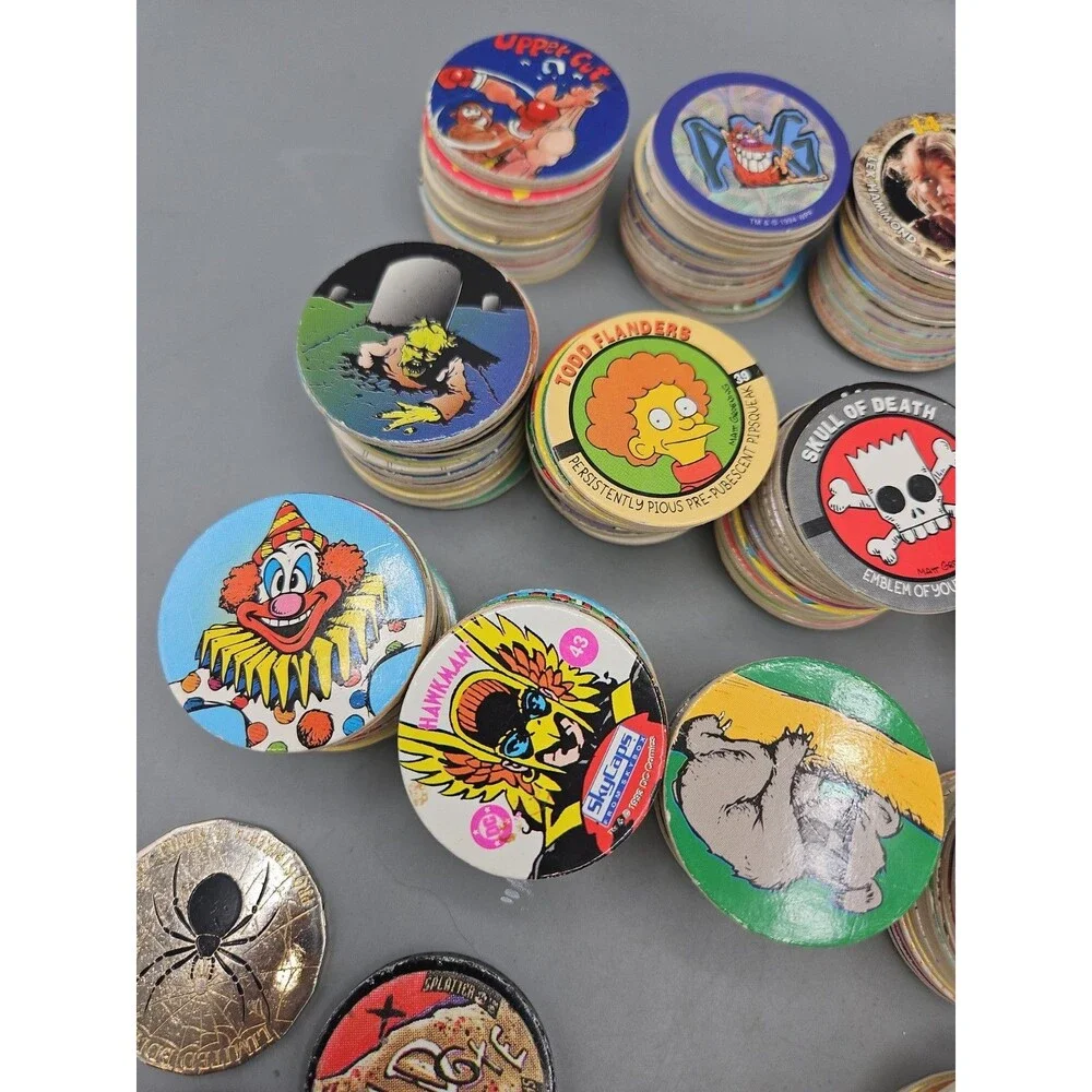 Vintage POGS Lot Of Over 320 Pieces W/ Slammers 90s Bart Jurassic Rangers Poison
